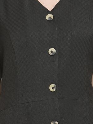 v neck button detail a-line dress - 16560001 - Standard Image - 5