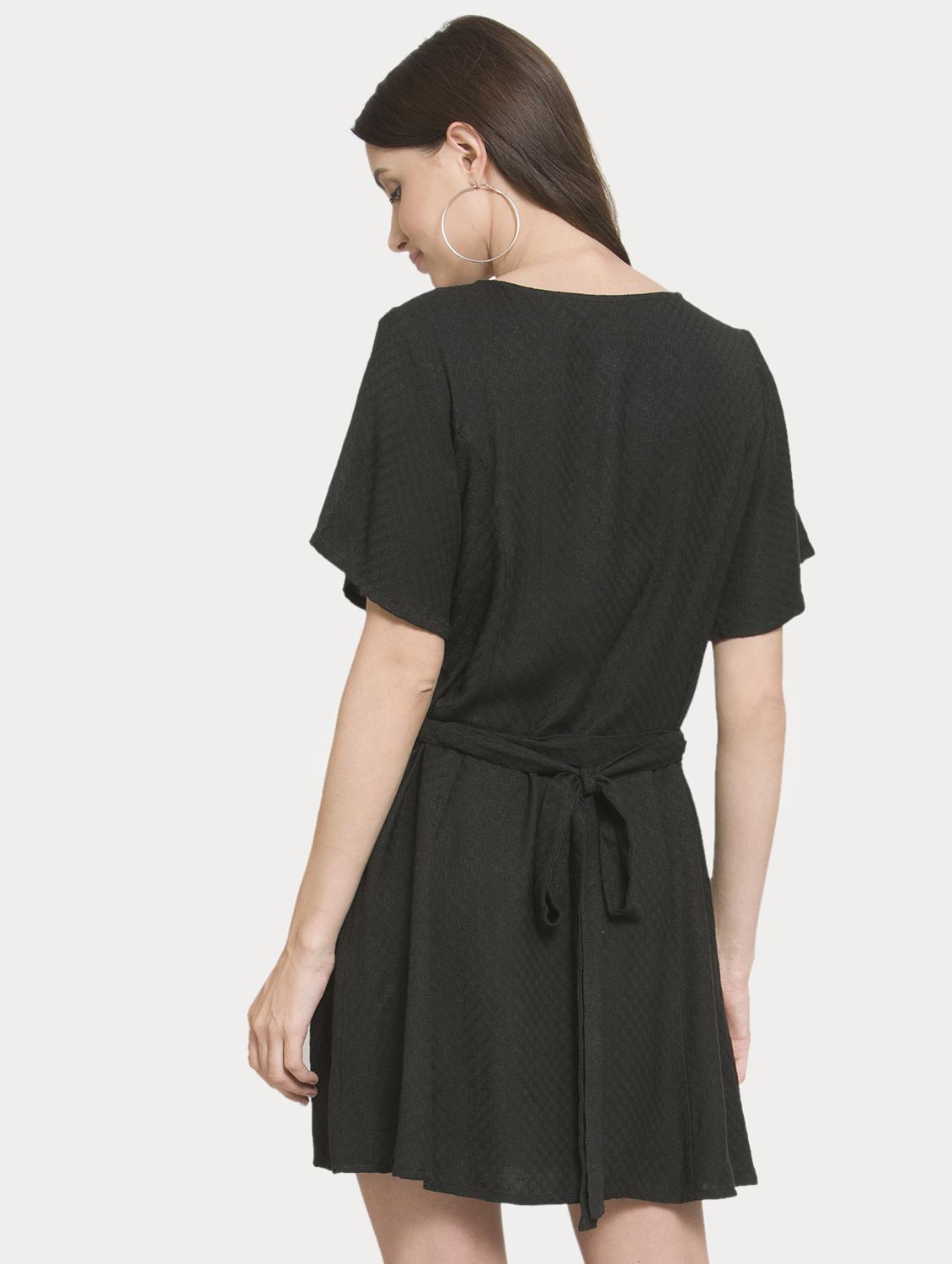 v neck button detail a-line dress - 16560001 - Zoom Image - 3