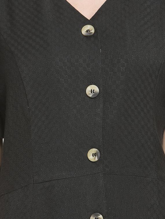 v neck button detail a-line dress - 16560001 - Zoom Image - 5
