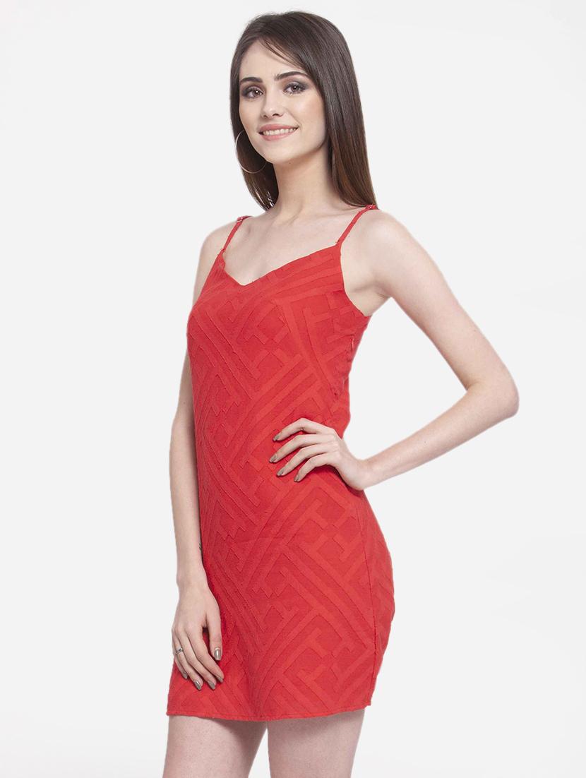 cami neck self design sheath dress - 16560004 - Zoom Image - 2