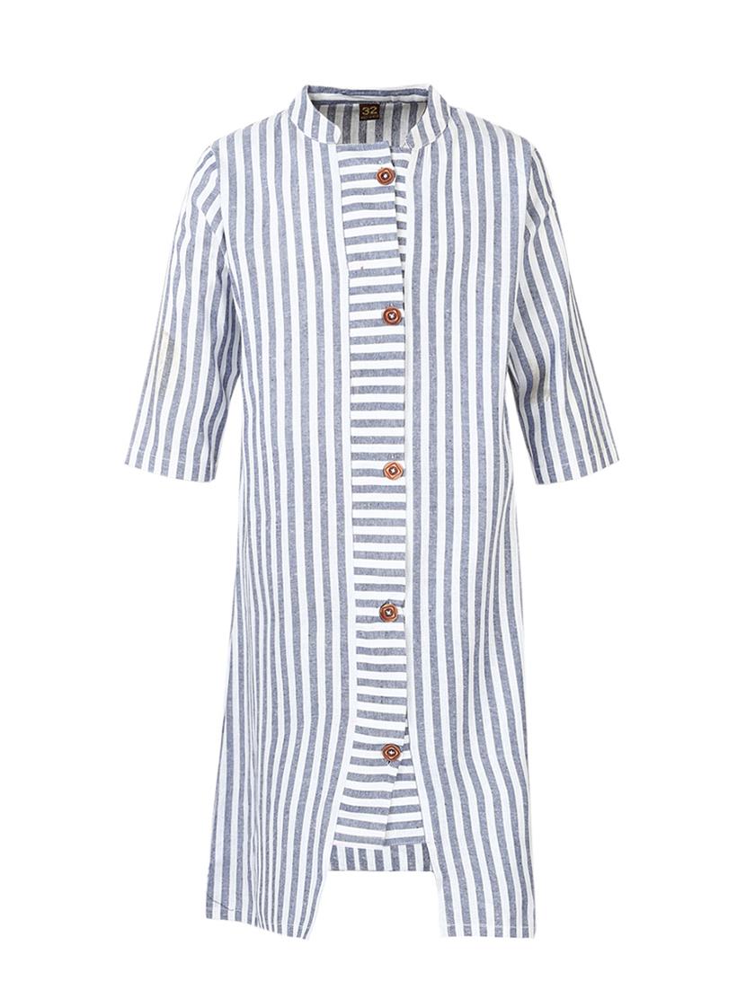 blue cotton regular kurti - 16560273 - Zoom Image - 1