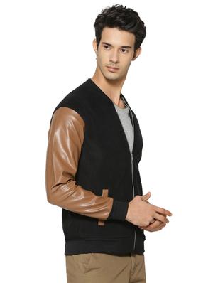 black color block bomber jacket - 16561028 - Standard Image - 2