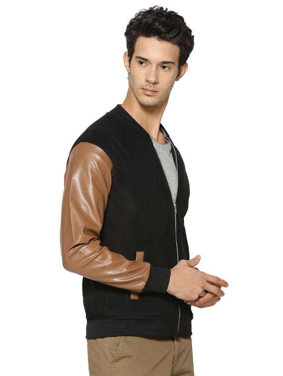 black color block bomber jacket - 16561028 - Zoom Image - 2