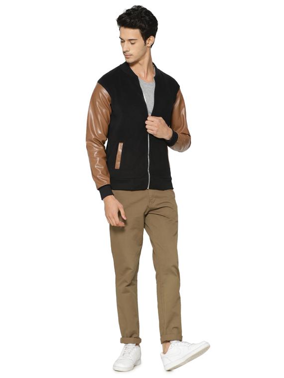 black color block bomber jacket - 16561028 - Zoom Image - 4