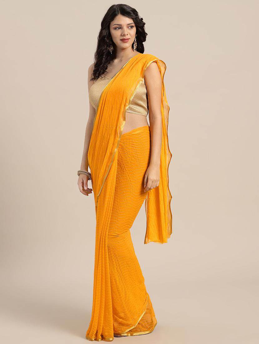 leheriya bordered saree with blouse - 16561533 - Zoom Image - 1