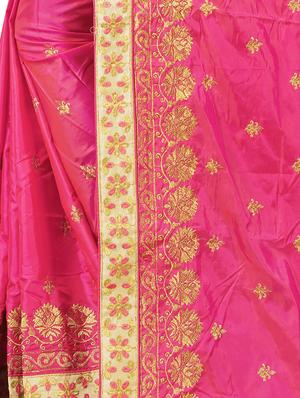 embroidered bordered saree with blouse - 16561911 - Standard Image - 4