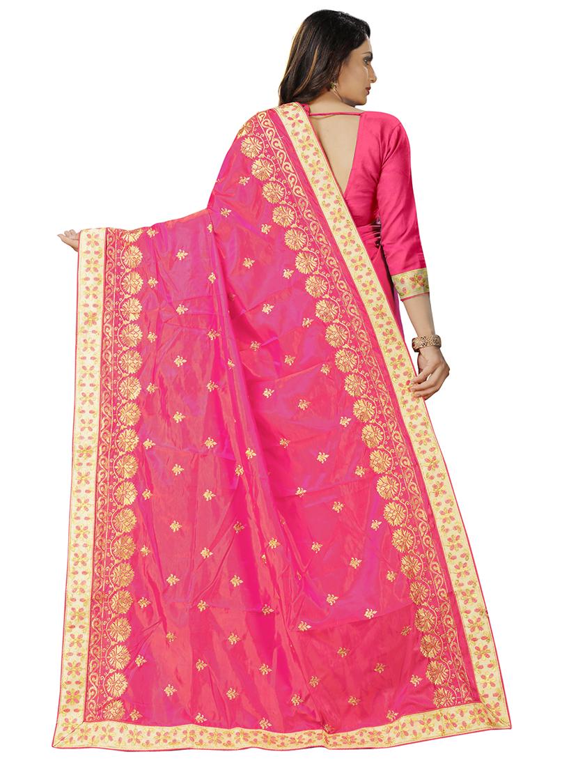 embroidered bordered saree with blouse - 16561911 - Zoom Image - 2
