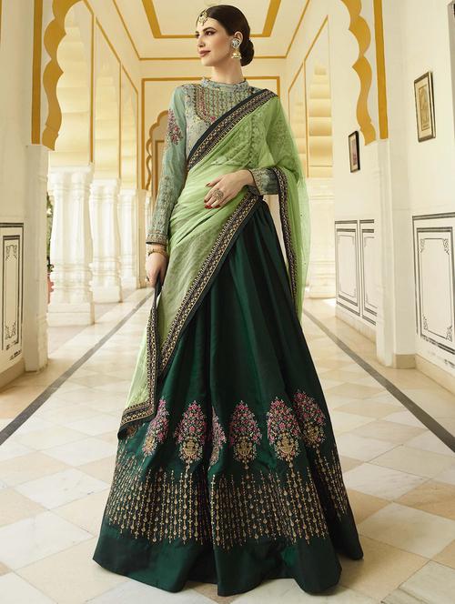 embroidered flared lehenga - 16561939 - Standard Image - 1