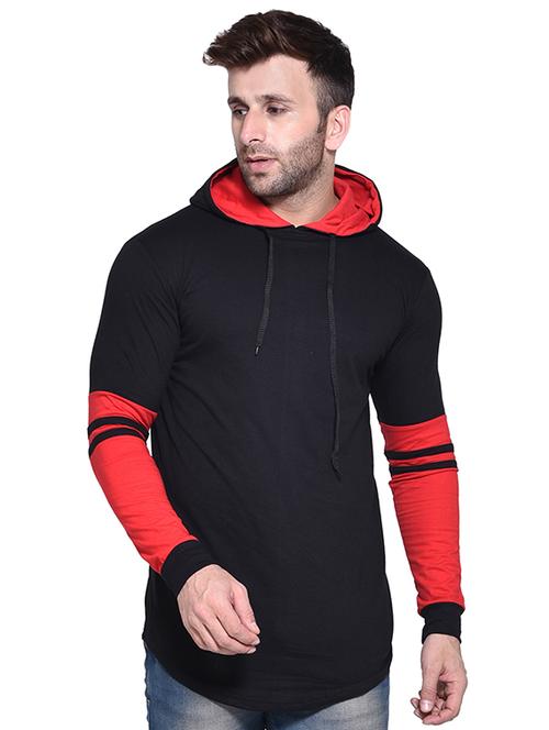 black color block hooded t-shirt - 16562362 -  Standard Image - 0