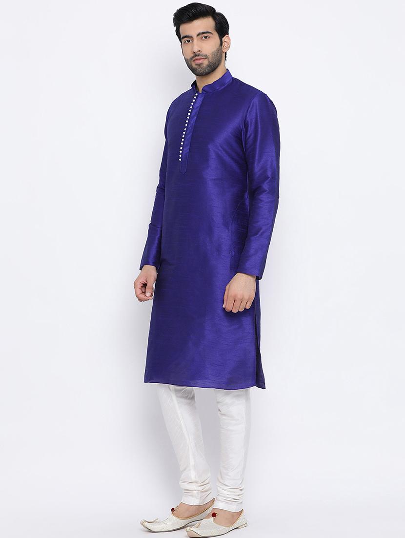blue rayon long kurta - 16562506 - Zoom Image - 2