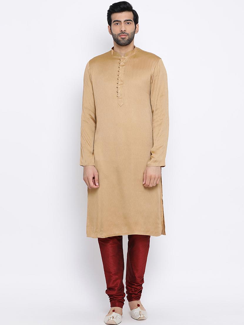 beige dupion long kurta - 16562514 - Zoom Image - 1