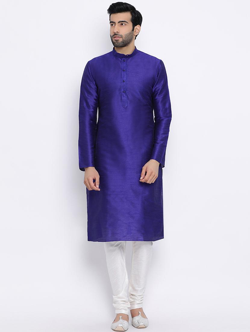 blue solid long kurta - 16562526 - Zoom Image - 1
