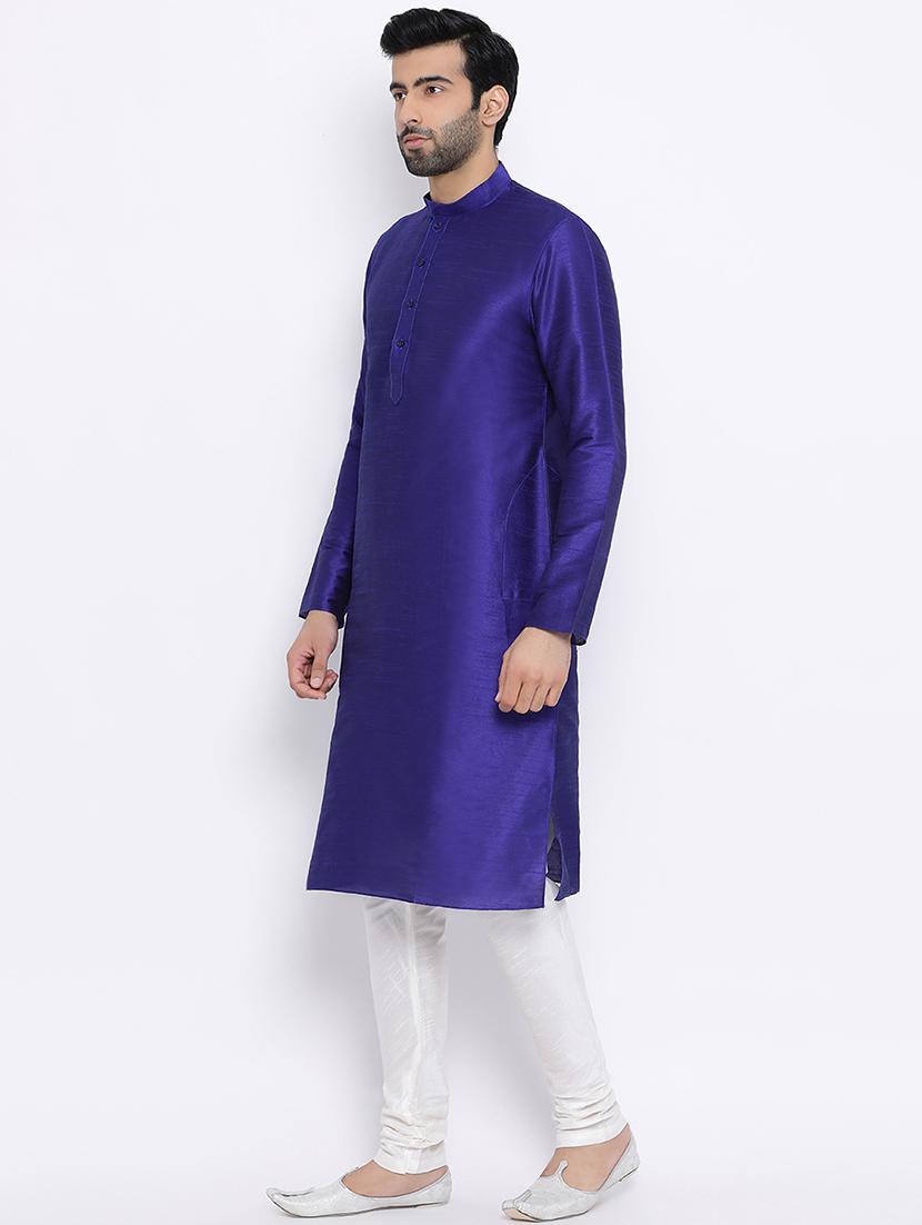 blue solid long kurta - 16562526 - Zoom Image - 2