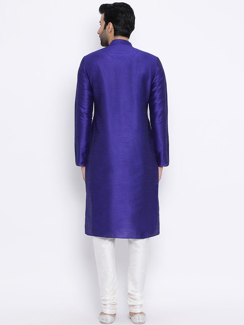 blue solid long kurta - 16562526 - Zoom Image - 3