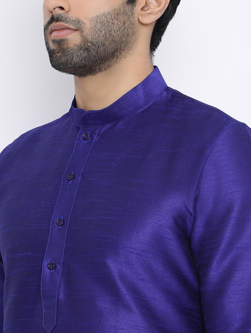blue solid long kurta - 16562526 - Zoom Image - 4