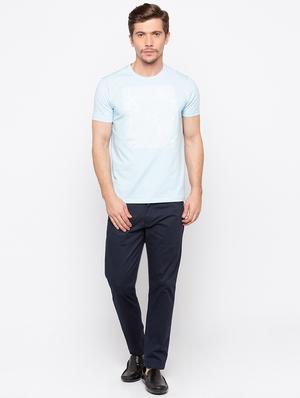 blue solid chinos - 16562918 - Standard Image - 4