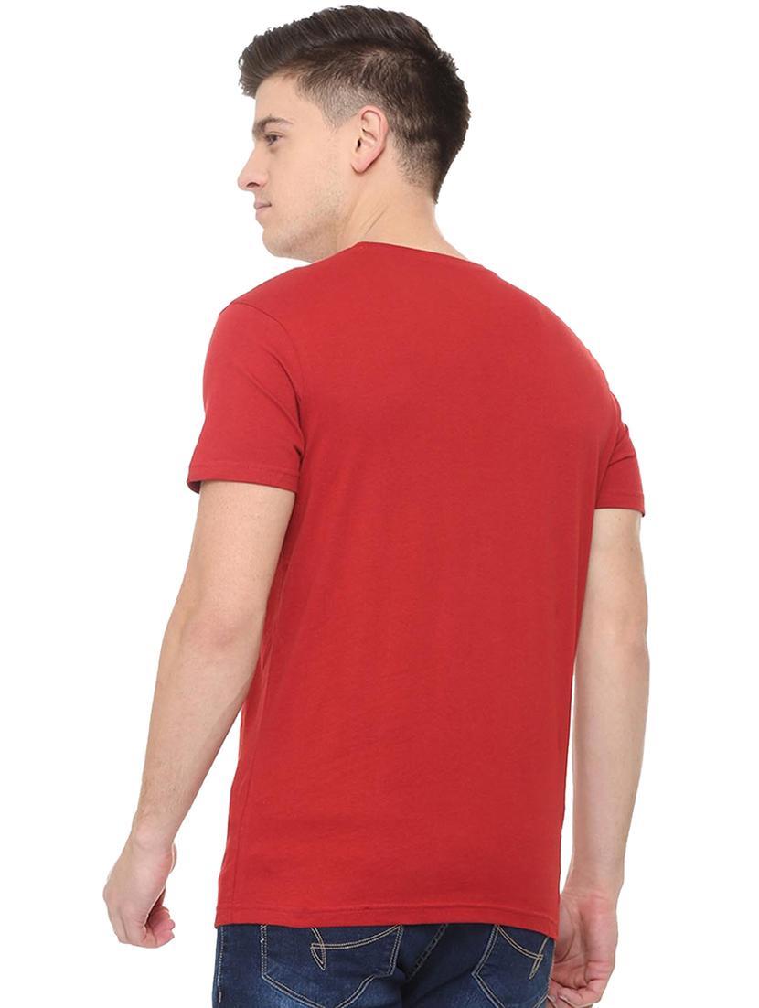 red typographic chest print t-shirt - 16563314 - Zoom Image - 3