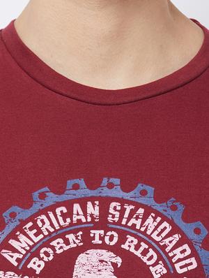 maroon typographic chest print t-shirt - 16563806 - Standard Image - 4