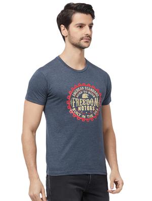 blue typographic chest print t-shirt - 16563807 - Standard Image - 2