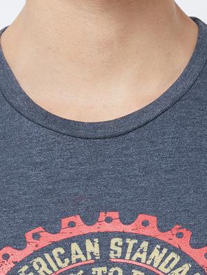 blue typographic chest print t-shirt - 16563807 - Standard Image - 4