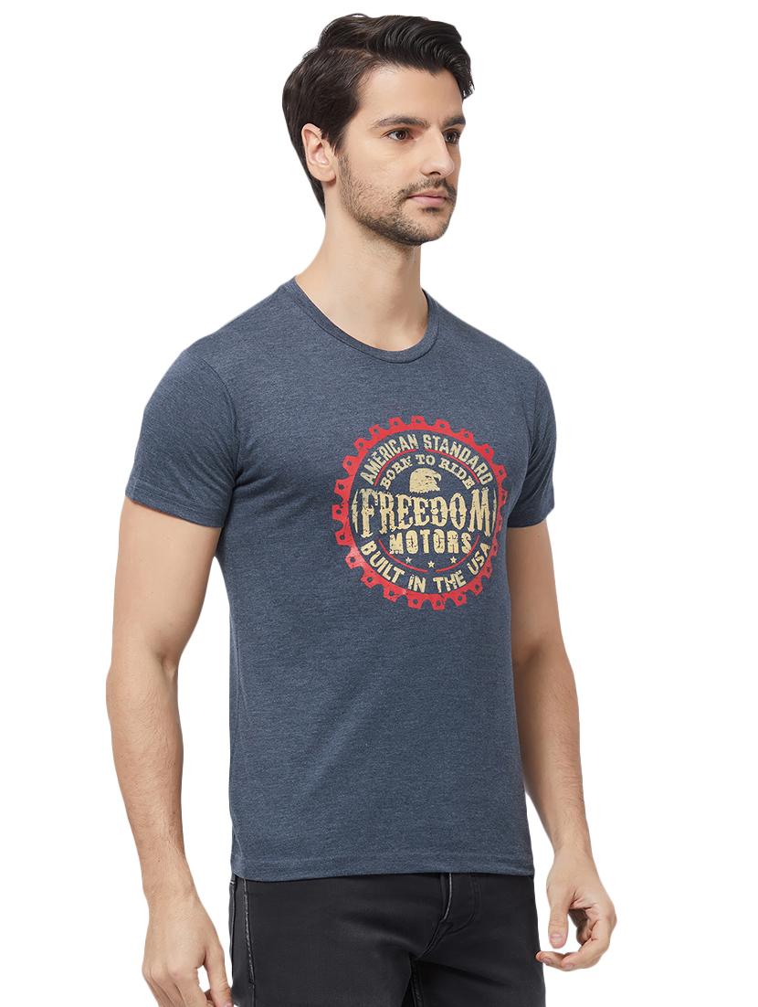 blue typographic chest print t-shirt - 16563807 - Zoom Image - 2