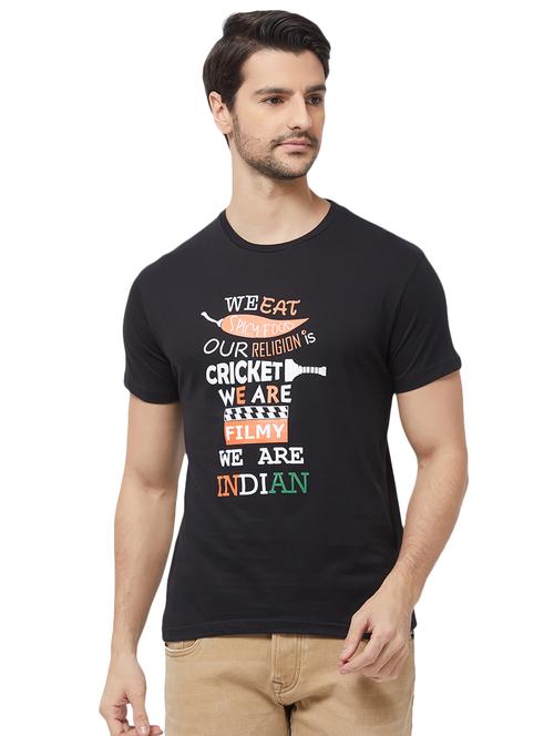 black typographic chest print t-shirt - 16563817 - Standard Image - 1