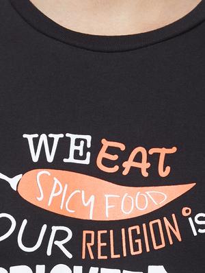 black typographic chest print t-shirt - 16563817 - Standard Image - 4
