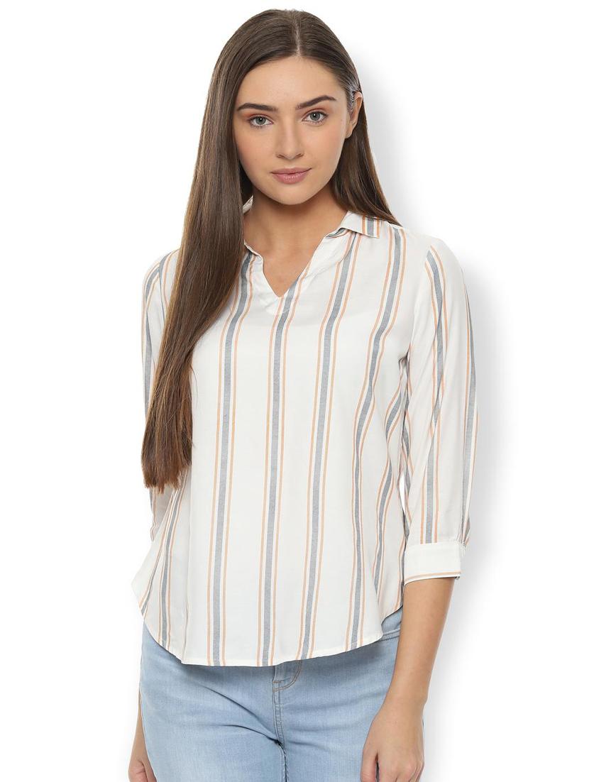 curved hem striped shirt - 16564984 - Zoom Image - 1