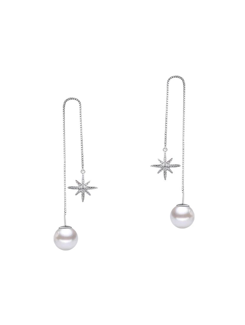 white silver drop earring - 16565264 - Zoom Image - 2