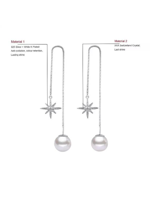 white silver drop earring - 16565264 - Zoom Image - 3