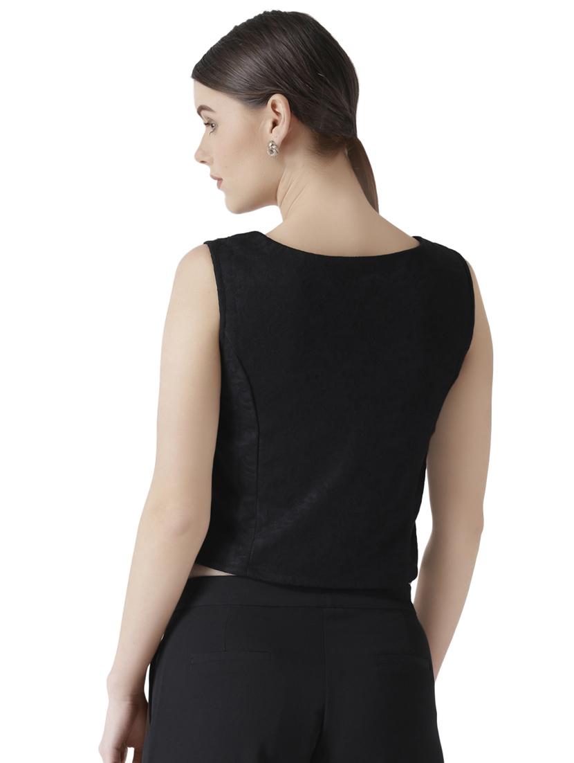 round neck embellished crop top - 16565367 - Zoom Image - 3