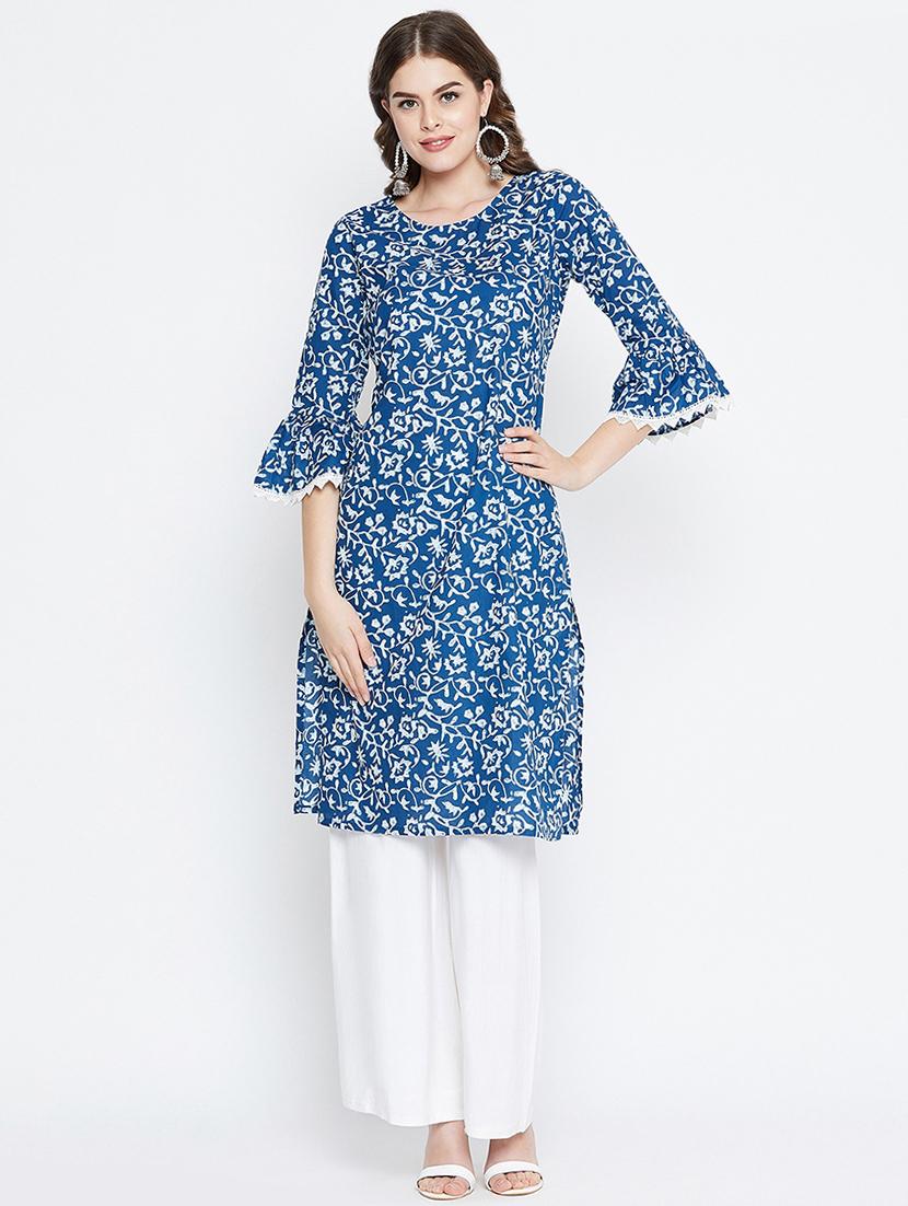 indigo straight kurta - 16565652 - Zoom Image - 1