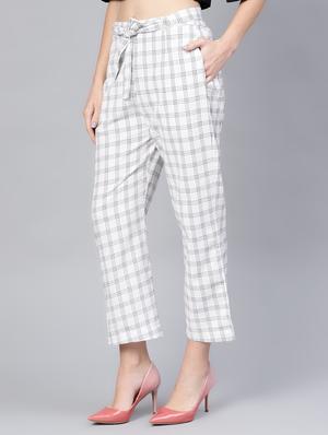 tie front checkered trouser - 16565680 - Standard Image - 2