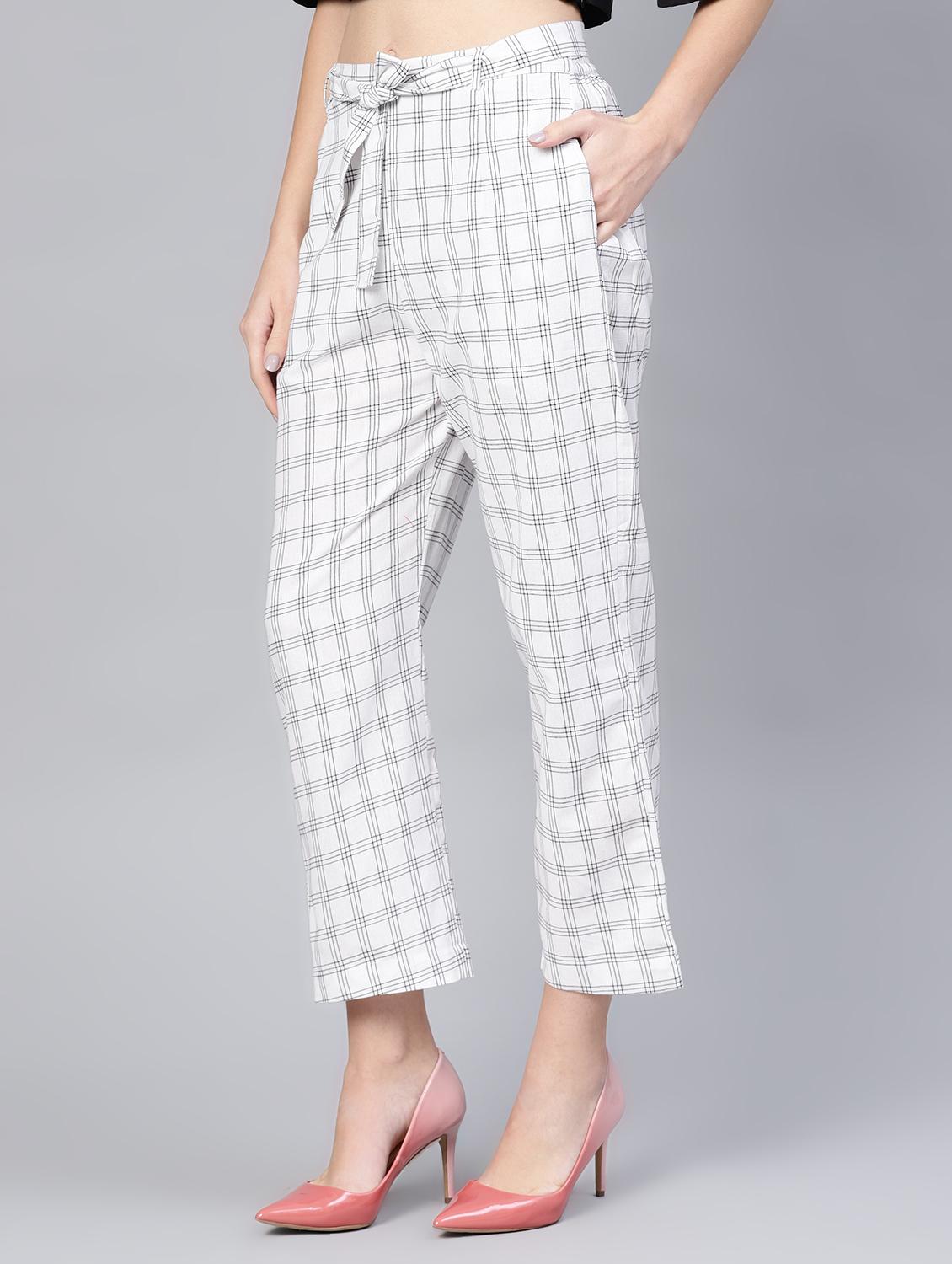 tie front checkered trouser - 16565680 - Zoom Image - 2