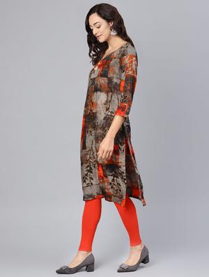 printed straight kurta - 16565684 - Standard Image - 2