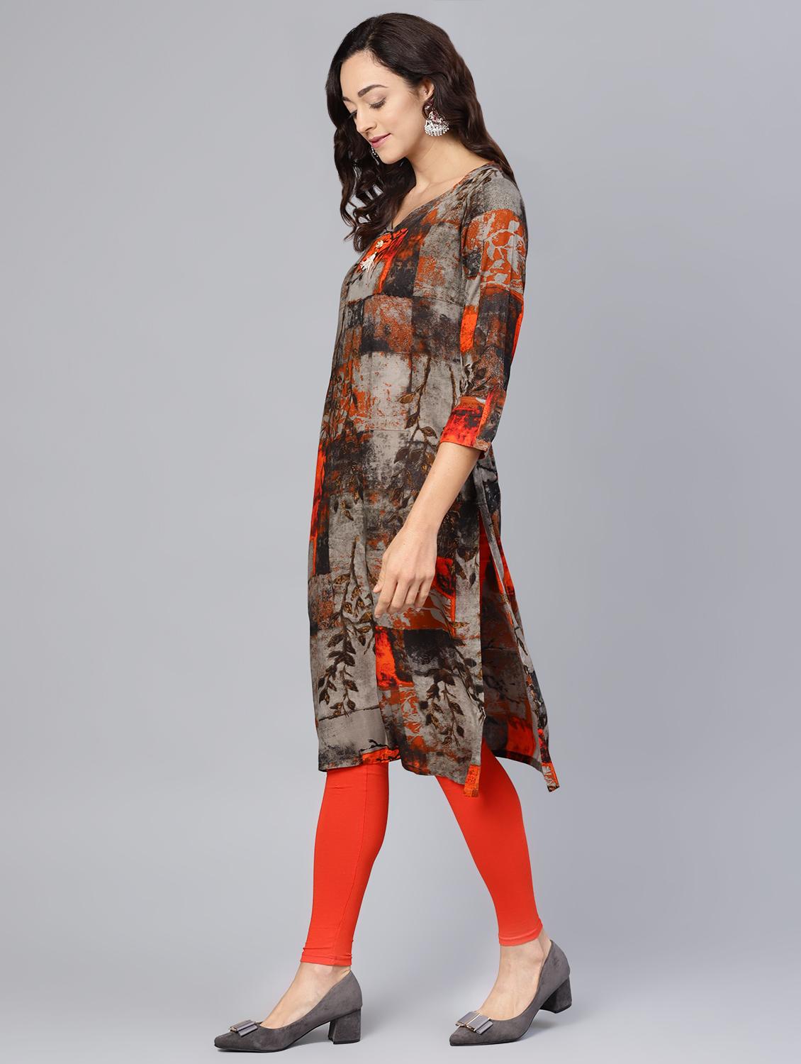 printed straight kurta - 16565684 - Zoom Image - 2
