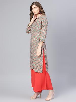 floral printed straight kurta - 16565686 - Standard Image - 2