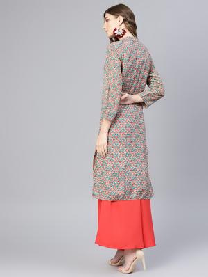 floral printed straight kurta - 16565686 - Standard Image - 3