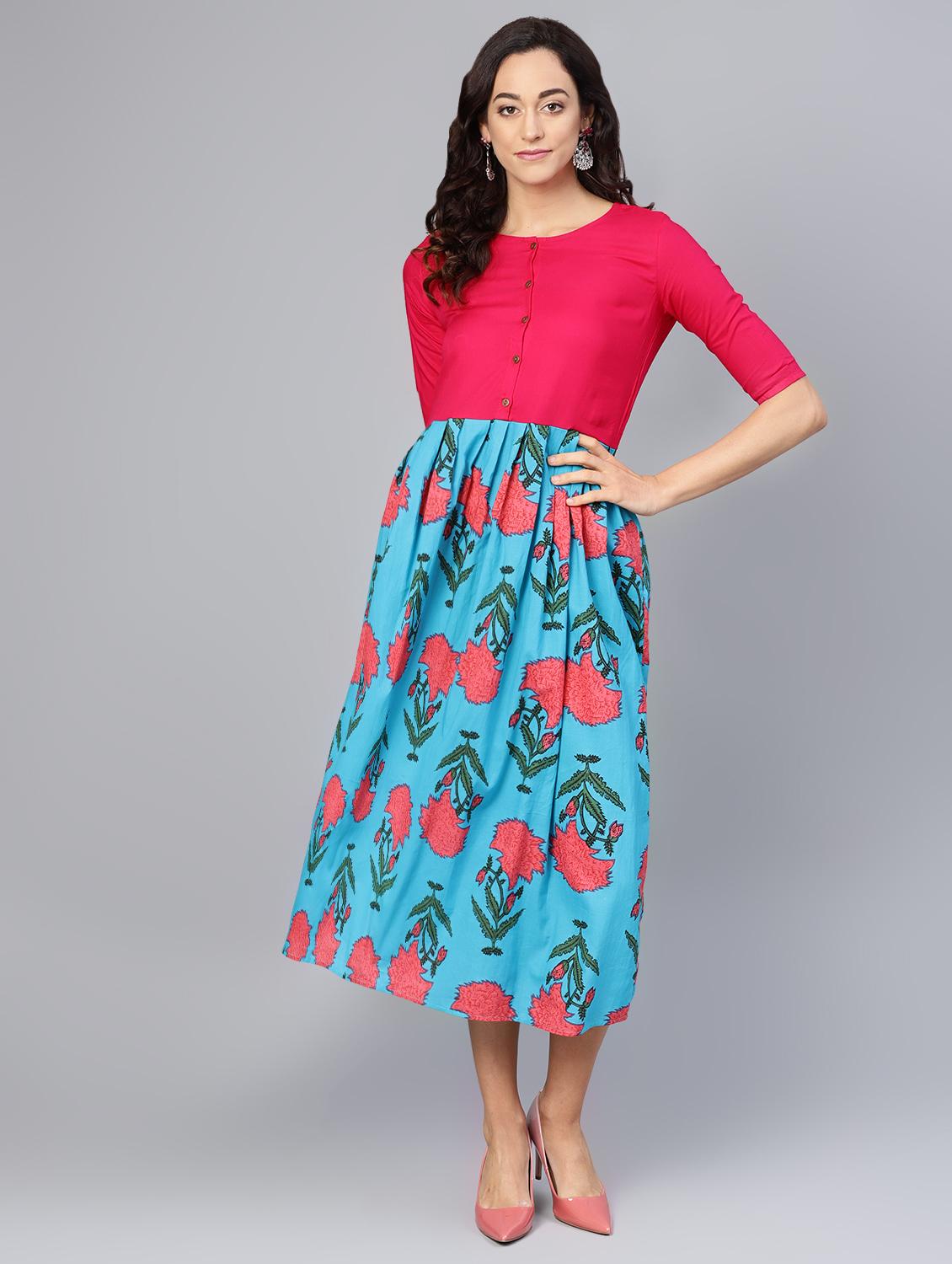 round neck gathered a-line dress - 16565694 - Zoom Image - 1