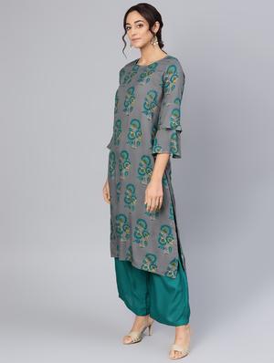 floral print straight kurta - 16565703 - Standard Image - 2
