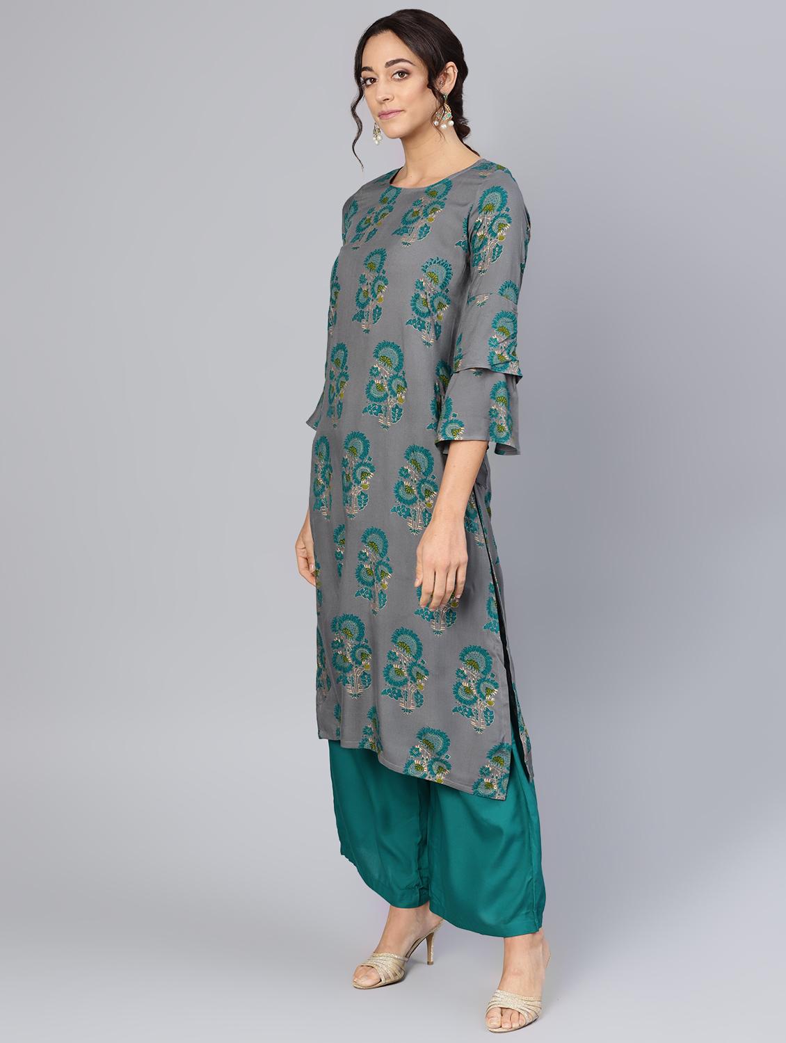 floral print straight kurta - 16565703 - Zoom Image - 2