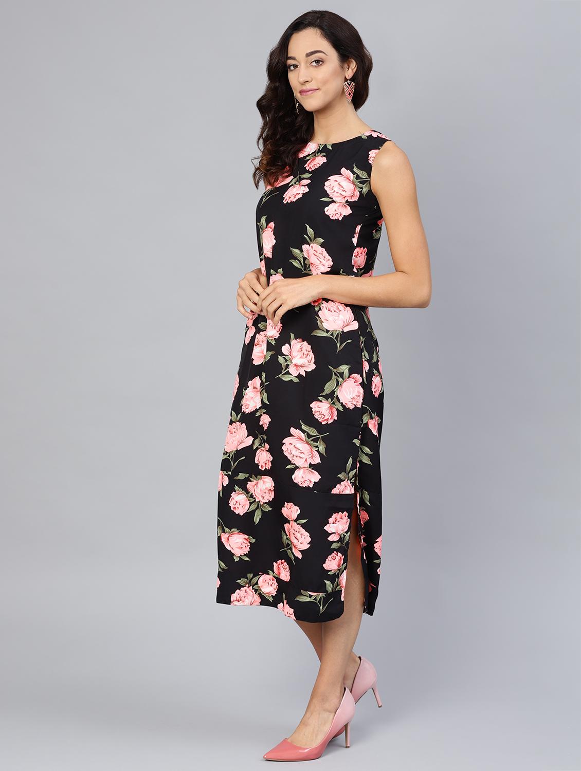round neck floral a-line dress - 16565711 - Zoom Image - 2