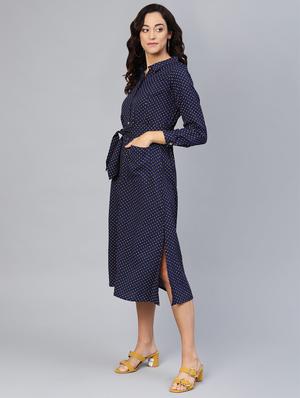 tie front polka dot a-line dress - 16565716 - Standard Image - 2