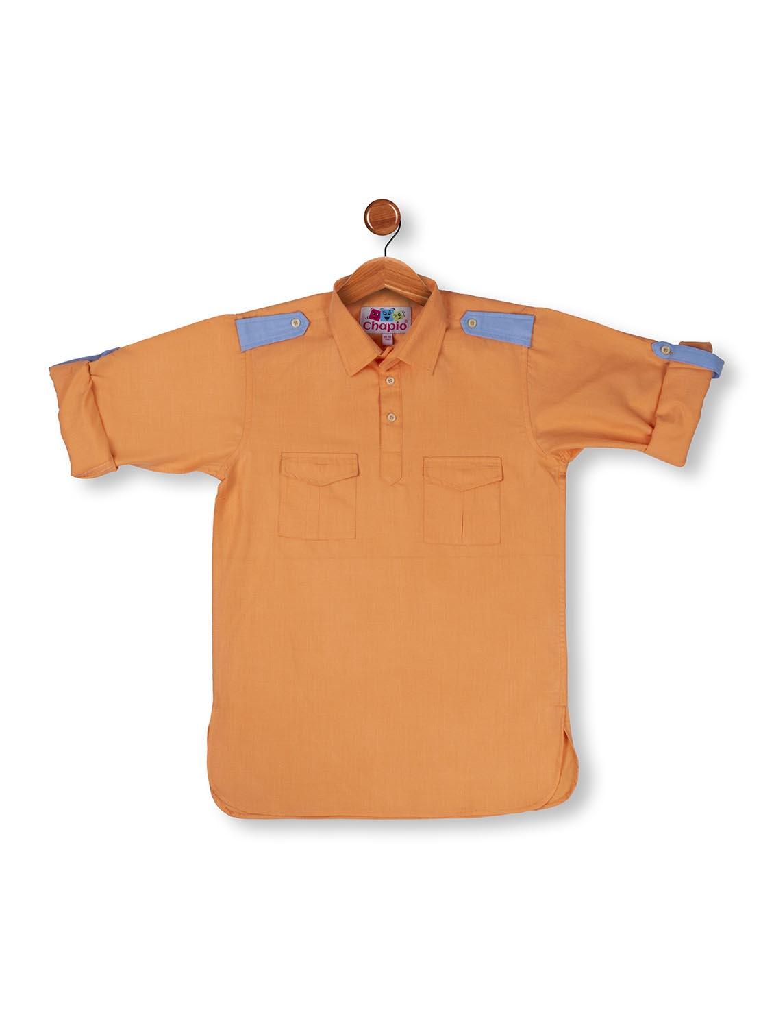 orange cotton kurta - 16565729 - Zoom Image - 1