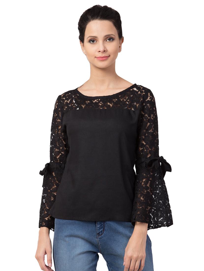 bell sleeved solid top - 16565918 - Zoom Image - 1