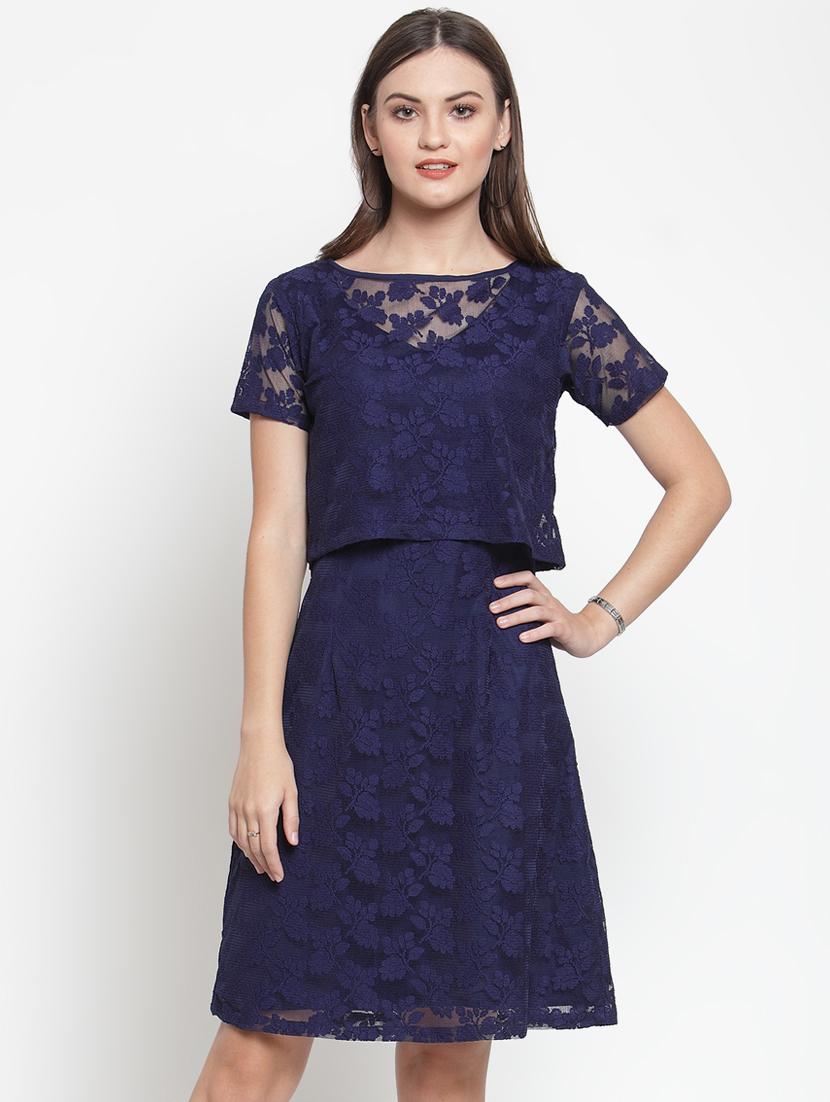 floral lace layered a-line dress - 16566359 - Zoom Image - 1