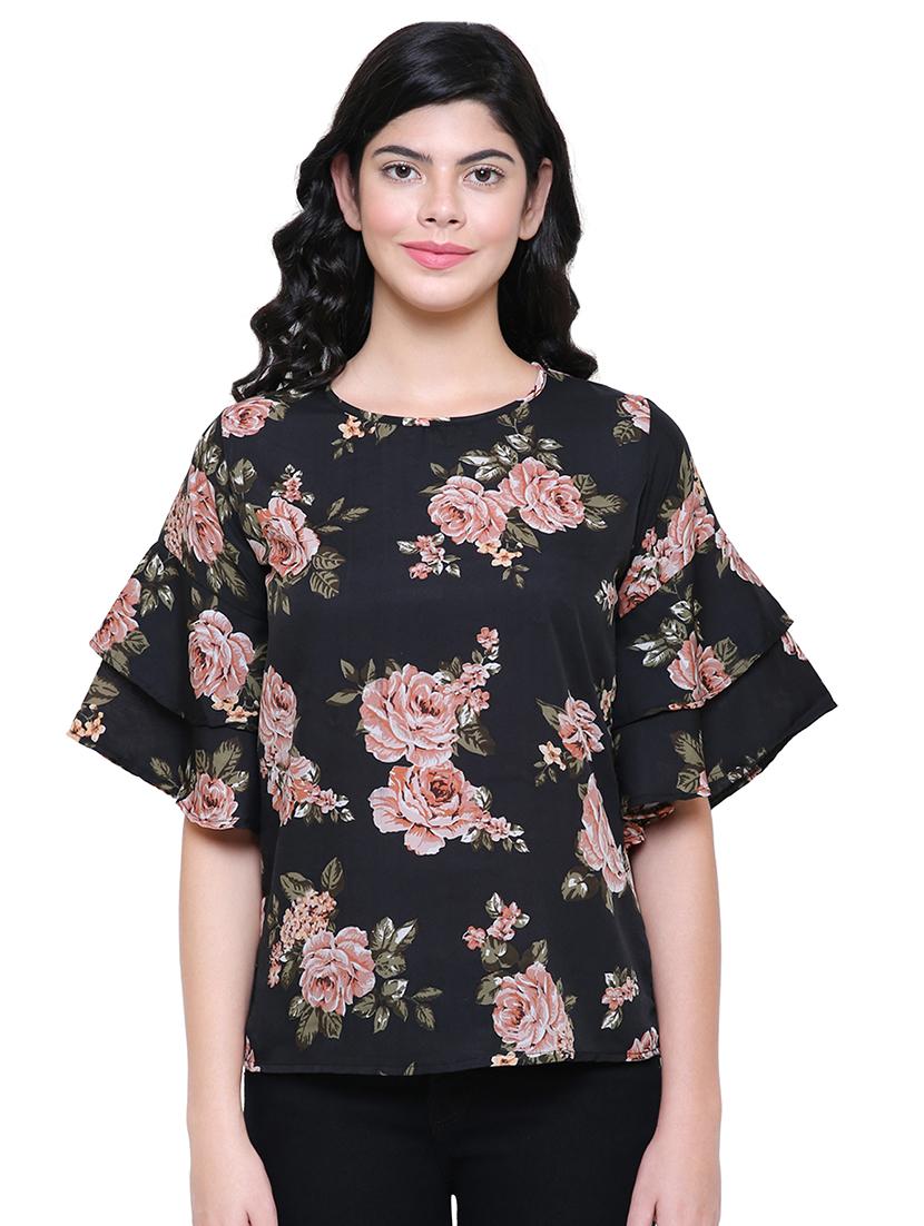 bell sleeved floral top - 16566506 - Zoom Image - 1