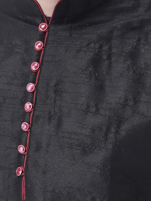 black pure silk dhoti kurta set - 16567370 - Standard Image - 4