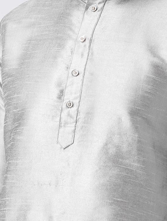 grey pure silk dhoti kurta set - 16567380 - Zoom Image - 4