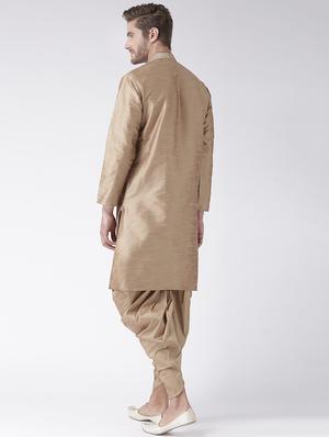 khakhi pure silk dhoti kurta set - 16567381 - Standard Image - 3